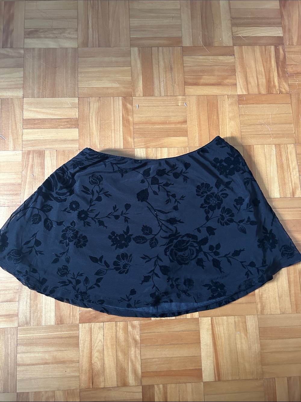 refuge Black Floral Burnout Skater Skirt